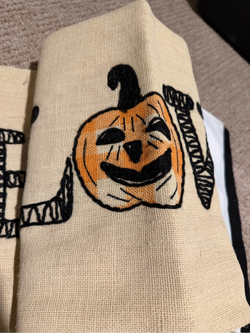 Happy Halloween Burlap Table Runner